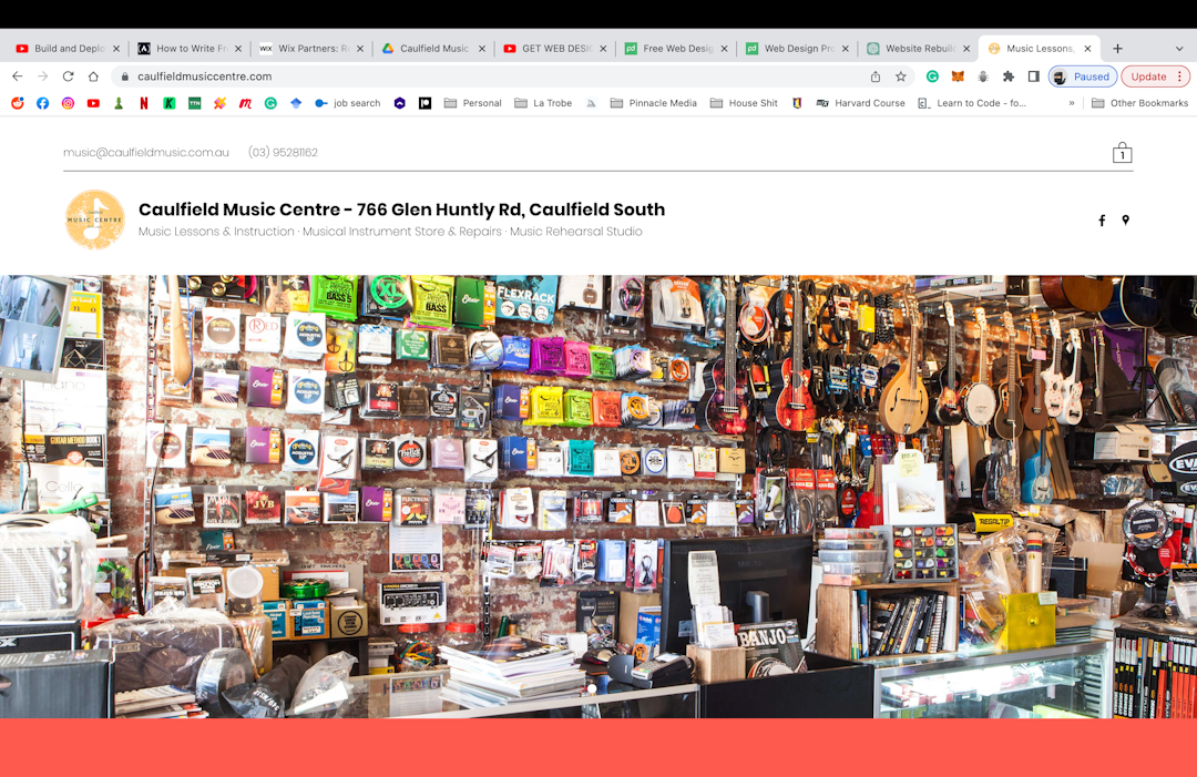 Caulfield Music Store's old website